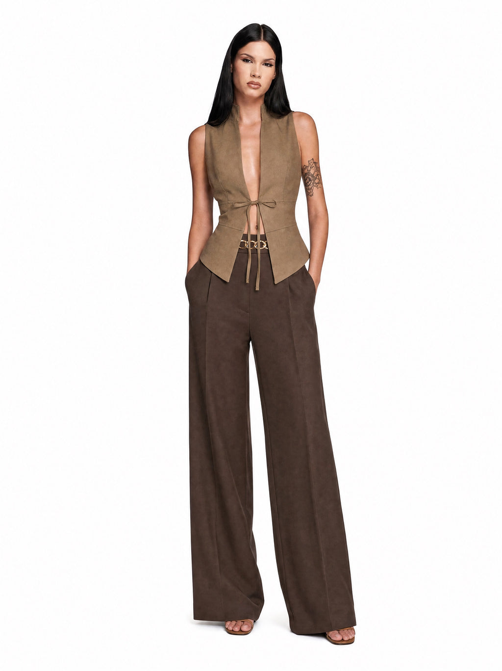 Deep-V Tie Vest
